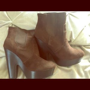Brown Double Platform Booties